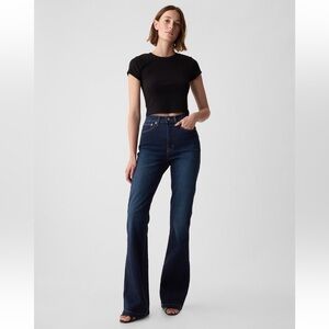 GAP 70’s Flare High Rise Jeans dark wash 28 Long / 6 Long inseam